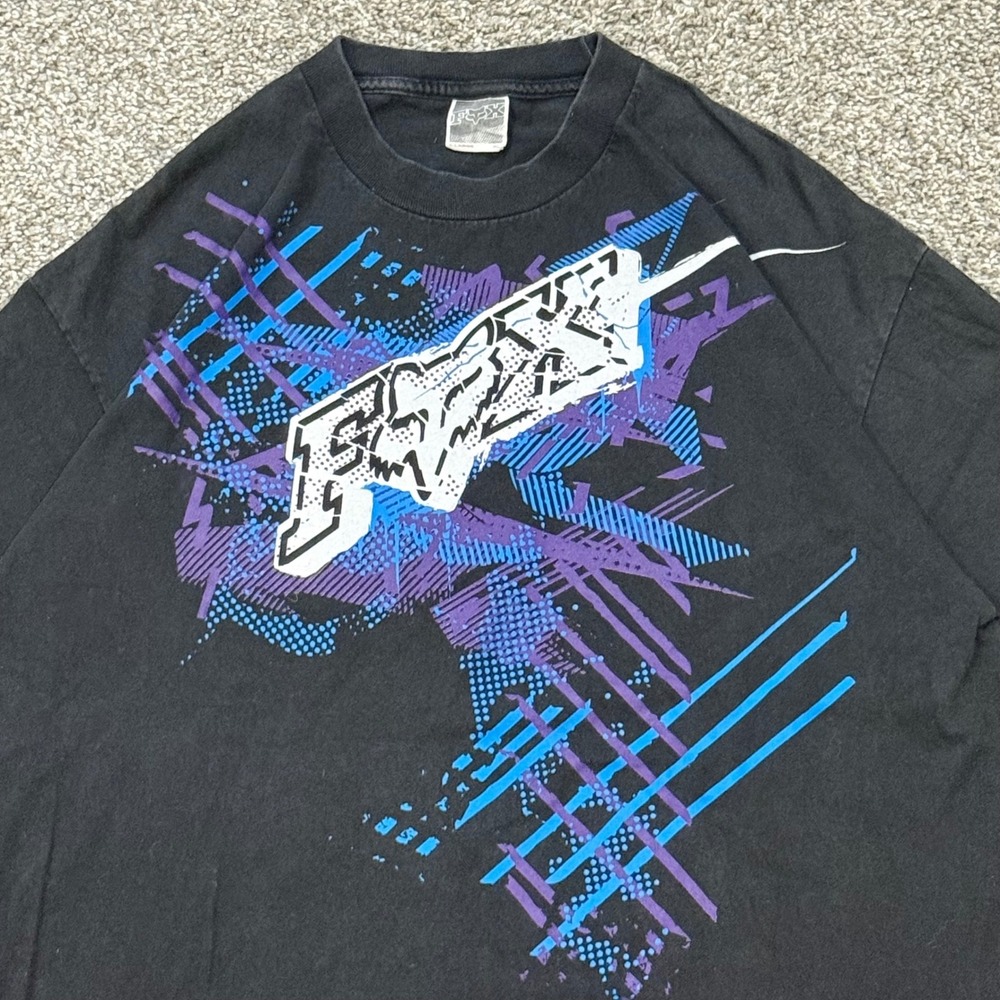 Vintage Fox Racing‎ Graphic T-Shirt Mens XL Black Blue Purple Y2K Motocross Tee